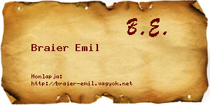 Braier Emil névjegykártya